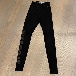 Nike black cotton leggings with lettering on side